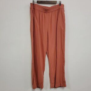 Old Navy Women High Rise Wide Leg Linen Pants Size XL Pink Beach Costal Vacation